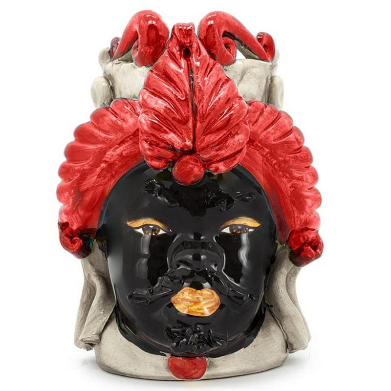 Ваза Vase Moro Man Small Red Черный Красный Бежевый Ваза Vase Moro Man Small Red Черный Красный Бежевый в Орле | Loft Concept