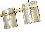 Подвесной светильник светодиодный с 5-ю цилиндрическими плафонами коньячного цвета из стекла и стали Andrea Сhandelier Сognac варинант исполнения - 1 | Loft Concept в Орле