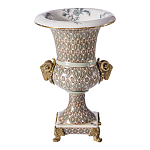 Ваза с овнами из фарфора с бронзовыми элементами Bronze Aries варинант исполнения - 1 | Loft Concept в Орле