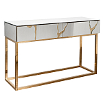 Консоль с ящиками зеркальная с золотым декором Gold Painted Mirror Console варинант исполнения - 1 | Loft Concept в Орле