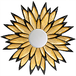 Зеркало-солнце в раме золотого и черного цвета Rays of Peace варинант исполнения - 1 | Loft Concept в Орле