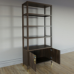 Стеллаж со стеклянными полками Elsa Dreams Walnut варинант исполнения - 3 | Loft Concept в Орле