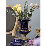 Ваза темно-синего цвета из фарфора с бронзовыми ручками в виде змей Высота 39 см Eden Garden porcelain and bronze варинант исполнения - 1 | Loft Concept в Орле