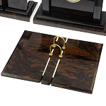 Настольный письменный набор с часами из природного камня обсидиана  Gift for Manager варинант исполнения - 3 | Loft Concept в Орле