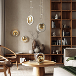 Бра с бежевым текстурным кольцом и латунным шаром в центре Tactile  варинант исполнения - 5 | Loft Concept в Орле