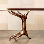 Обеденный стол с фигурным декором бронзового цвета Dichotomy racetrack варинант исполнения - 2 | Loft Concept в Орле