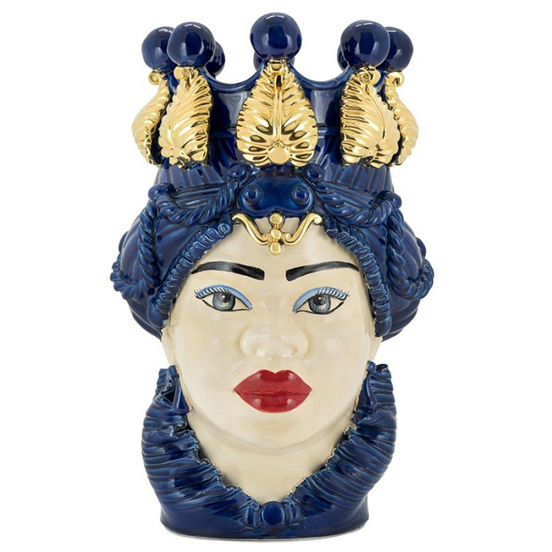 Ваза Vase Moro Lady Ltd Blue Бежевый Синий Золотой Ваза Vase Moro Lady Ltd Blue Бежевый Синий Золотой в Орле | Loft Concept
