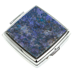 Таблетница карманная квадратная c 2-мя отделениями с зеркалом и накладкой из натурального камня Лазурит Silver Stone Pillboxes варинант исполнения - 1 | Loft Concept в Орле