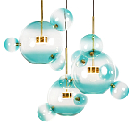 Люстра подвесная с прозрачными бирюзовыми стеклянными шарами и круглым основанием 3 лампы Giopato & Coombes варинант исполнения - 5 | Loft Concept в Орле