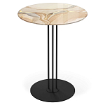 Стол журнальный круглый с бежевой столешницей из стекла Beige Marble варинант исполнения - 1 | Loft Concept в Орле