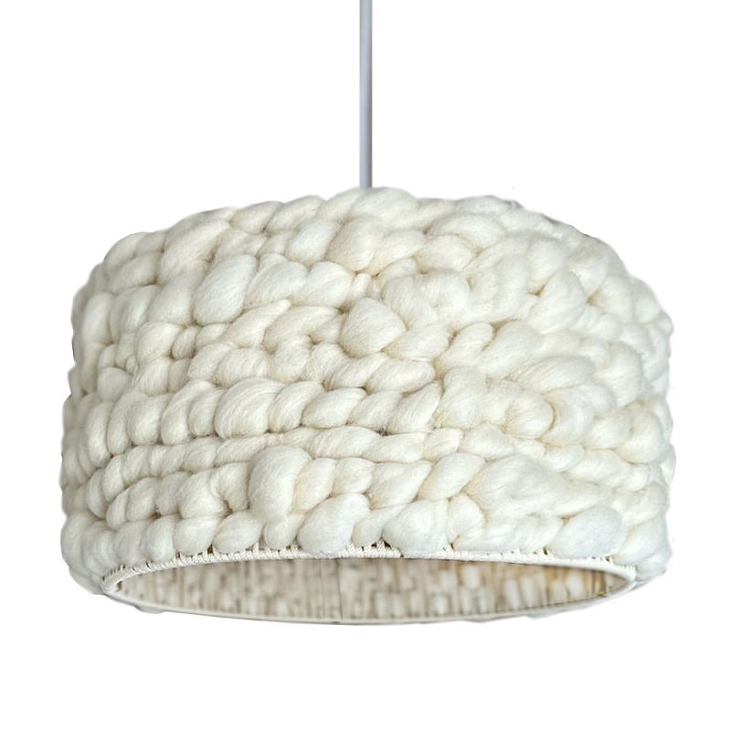 Вязаный шерстяной светильник Knitted wool lamp Cylinder Молочный Вязаный шерстяной светильник Knitted wool lamp Cylinder Молочный в Орле | Loft Concept