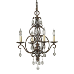 Люстра бронзового цвета с 4-мя лампами и подвесками из оптического стекла в классическом стиле Feiss варинант исполнения - 1 | Loft Concept в Орле