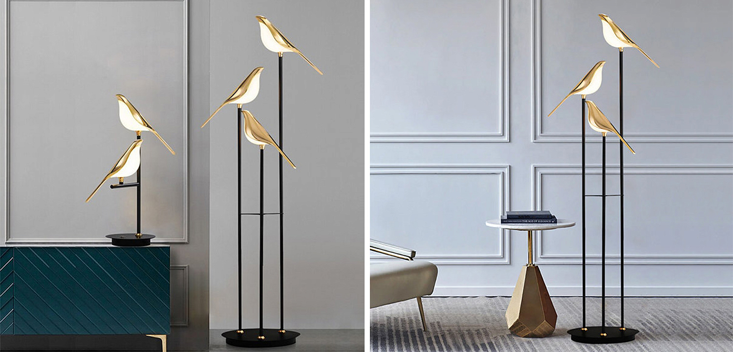 Торшер с золотыми птичками NOMI Three birds Торшер с золотыми птичками NOMI Three birds - Loft-Concept в Орле