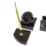 Настольный письменный набор из чёрного обсидиана с декором в виде льва Golden Lion варинант исполнения - 5 | Loft Concept в Орле