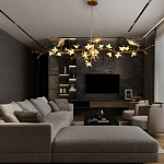 Люстра в виде золотой ветки с цветами и птичками Marvelous Garden варинант исполнения - 1 | Loft Concept в Орле