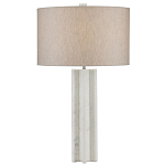 Настольная лампа мраморная с тканевым цилиндрическим абажуром Sharpened варинант исполнения - 3 | Loft Concept в Орле