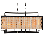 Люстра прямоугольной формы с чёрным каркасом и вставкой из плетеного материала Cage for Light варинант исполнения - 1 | Loft Concept в Орле