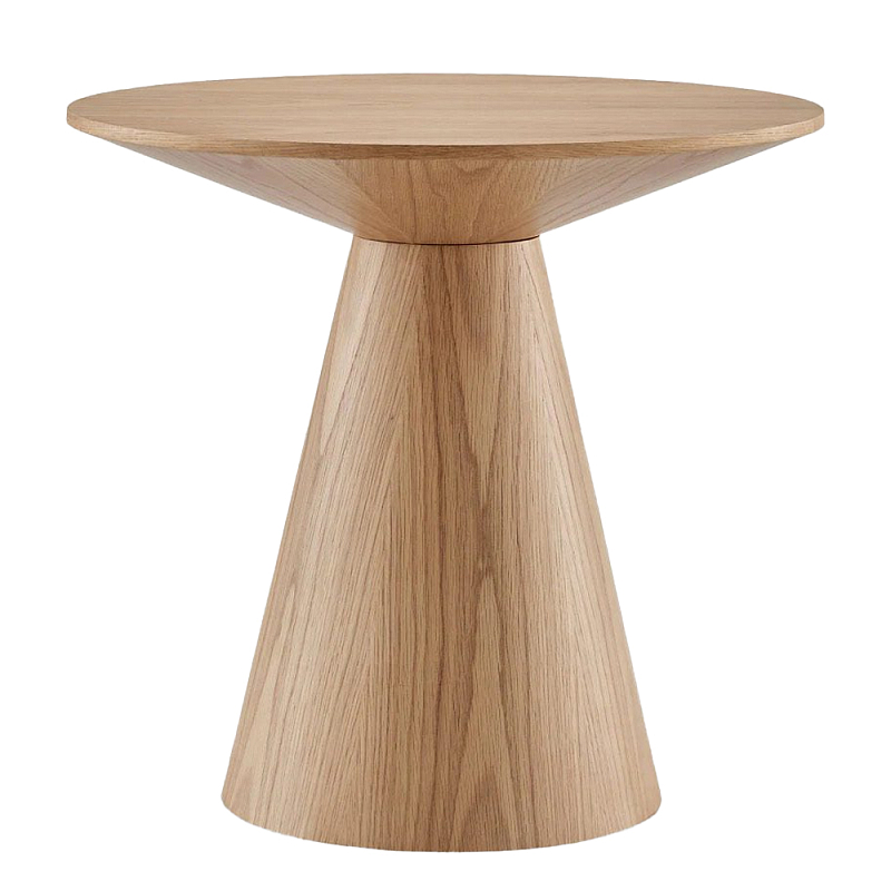 Приставной круглый деревянный стол Wooden Side Table Бежевый Черный в Орле | Loft Concept 