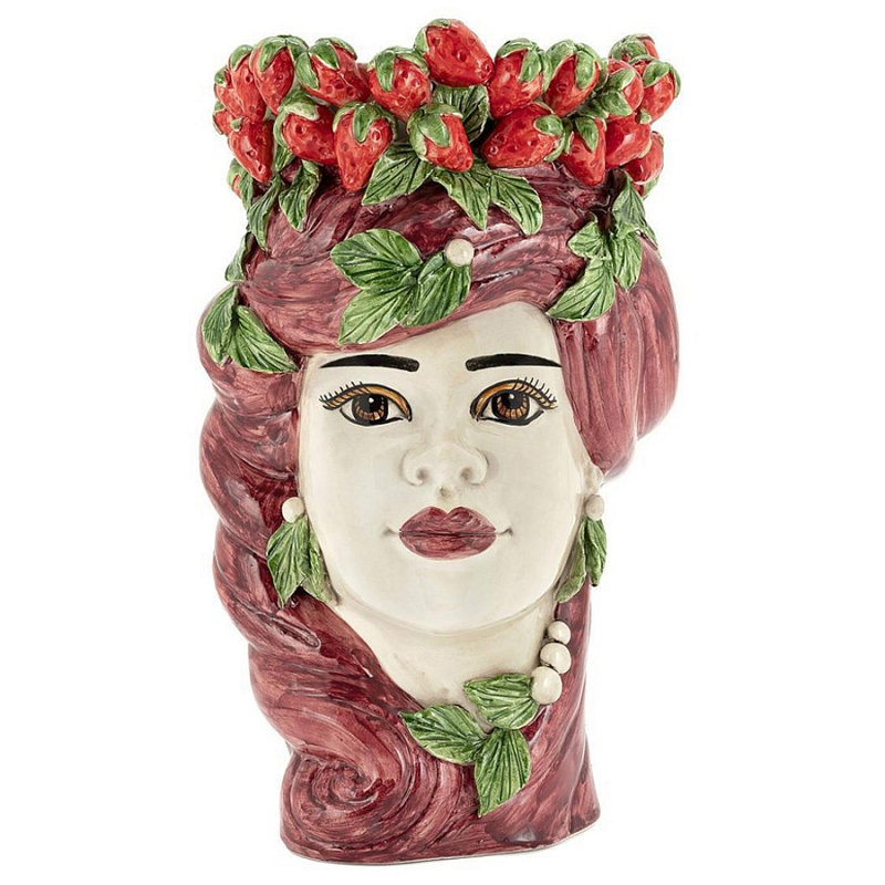 Ваза Vase Strawberries Head Lady Bordeaux Белый Красный Зеленый Бургундский красный в Орле | Loft Concept 