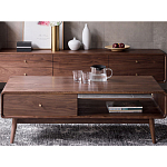 Кофейный стол из дерева с ящиком и нишей для хранения Coffee Walnut Table варинант исполнения - 1 | Loft Concept в Орле