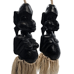 Комплект из 2-х деревянных статуэток Asmat Straw Headdress Statuettes Black варинант исполнения - 3 | Loft Concept в Орле