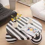 Дизайнерский журнальный стол круглый в чёрно-белую полоску Mypel варинант исполнения - 1 | Loft Concept в Орле