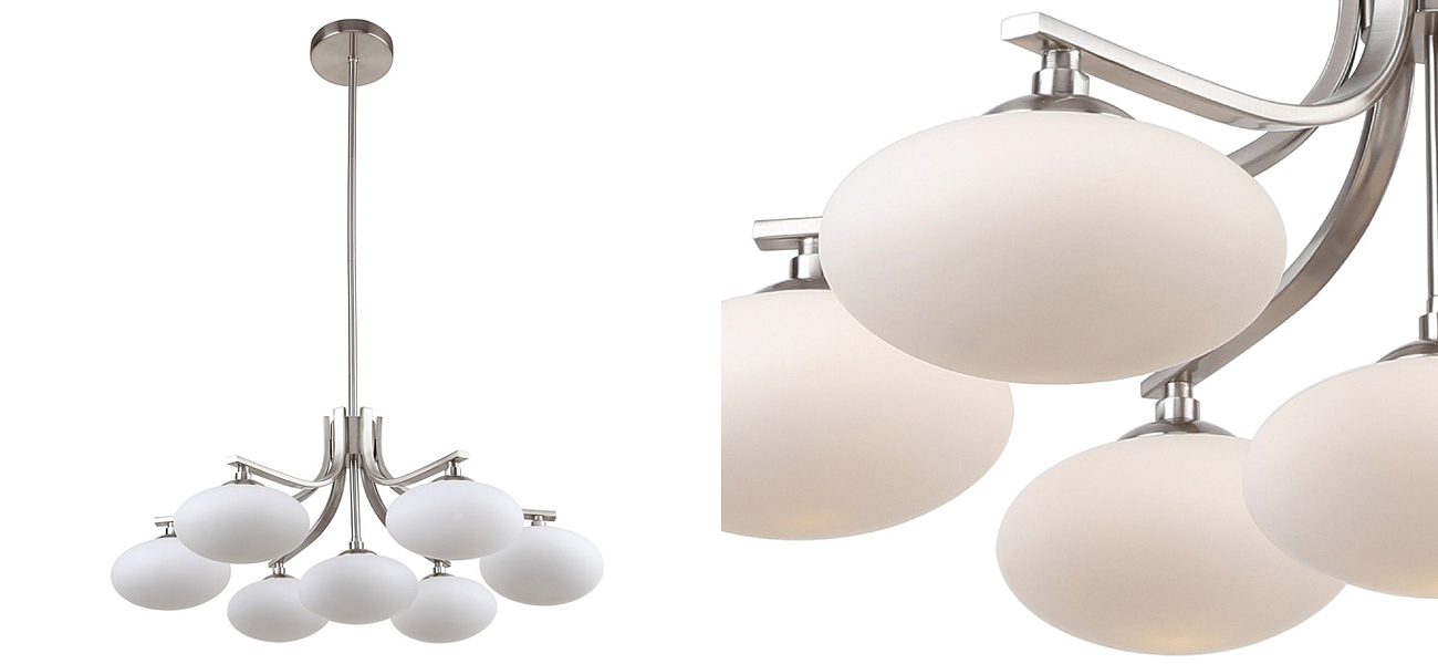 Люстра с овальными белыми плафонами Mushrooms Lamp Люстра с овальными белыми плафонами Mushrooms Lamp - Loft-Concept в Орле