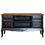 ТВ-тумба черная из массива березы с 4-мя ящиками и 2-мя полками в стиле прованс Vintage  варинант исполнения - 1 | Loft Concept в Орле