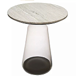 Кофейный столик с прозрачным основанием и столешницей с мраморным узором Transparent Base варинант исполнения - 1 | Loft Concept в Орле