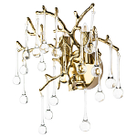 Бра в форме ветвей деревьев золотого цвета с прозрачными подвесками-каплями Droplet Bra варинант исполнения - 1 | Loft Concept в Орле