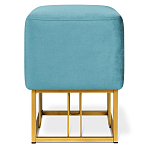 Пуф квадратный голубой велюр на золотом металлическом основании Celeste Blue варинант исполнения - 2 | Loft Concept в Орле