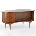 Дизайнерский письменный стол округлой формы с 4-мя ящиками и дверкой с полочками Rili варинант исполнения - 1 | Loft Concept в Орле