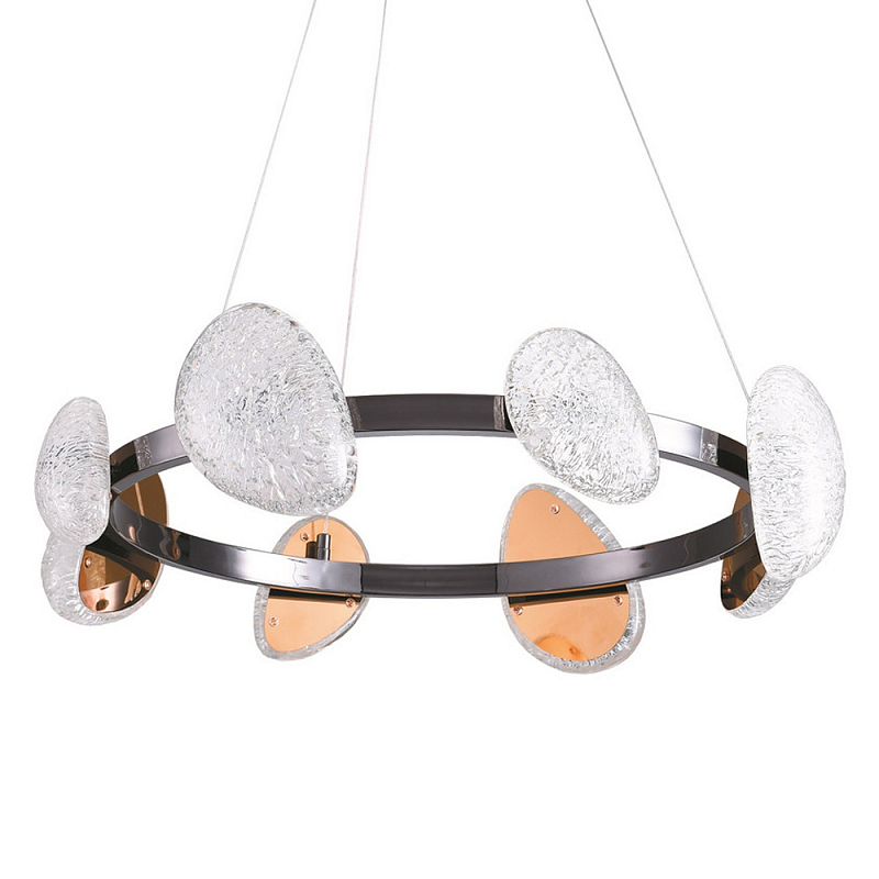 Люстра подвесная круглая с овальными плафонами Iona chandelier Черный Прозрачный в Орле | Loft Concept 