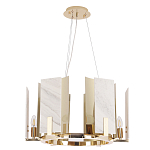 Люстра подвесная круглая с мраморными прямоугольными вставками и золотым основанием Диаметр 55 см Marble square Chandelier варинант исполнения - 2 | Loft Concept в Орле