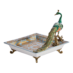 Блюдо квадратное с павлином на бронзовых ножках Eden Garden варинант исполнения - 2 | Loft Concept в Орле