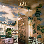 Обои ручная роспись Bamboo River Blossom Original colourway on Deep Rich Gold gilded paper with pearlescent antiquing варинант исполнения - 1 | Loft Concept в Орле