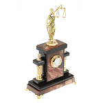 Часы настольные бронзовые из натурального камня Яшма с декором в виде Фемиды Themis Stone Clock варинант исполнения - 2 | Loft Concept в Орле