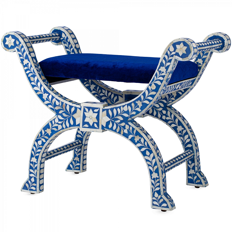 Табурет отделка кость голубой BONE INLAY Jenny Stool Синий ivory ( слоновая кость ) Табурет отделка кость голубой BONE INLAY Jenny Stool Синий ivory ( слоновая кость ) в Орле | Loft Concept