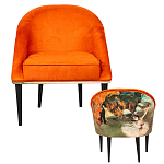 Кресло из натурального бука оранжевое с цветным принтом Impressionism in Art варинант исполнения - 2 | Loft Concept в Орле
