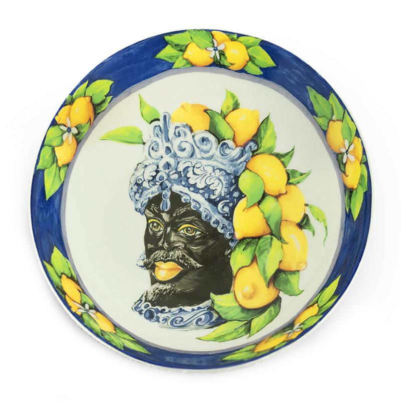 Тарелка Abhika SOUP PLATE MORO HEAD D 22,5 Blue Темно-синий Желтый Тарелка Abhika SOUP PLATE MORO HEAD D 22,5 Blue Темно-синий Желтый в Орле | Loft Concept