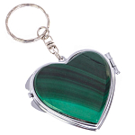 Зеркало брелок складное двухстороннее в форме сердца из натурального камня Малахит Stone Mirrors варинант исполнения - 1 | Loft Concept в Орле