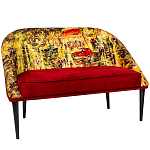 Диван двухместный из натурального бука красный с цветным принтом Impressionism in Art варинант исполнения - 3 | Loft Concept в Орле