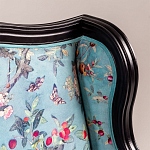 Трехместный диван из натурального бука бирюзовый с изображением птиц и цветов Turquoise Chinoiserie Garden Sofa варинант исполнения - 6 | Loft Concept в Орле