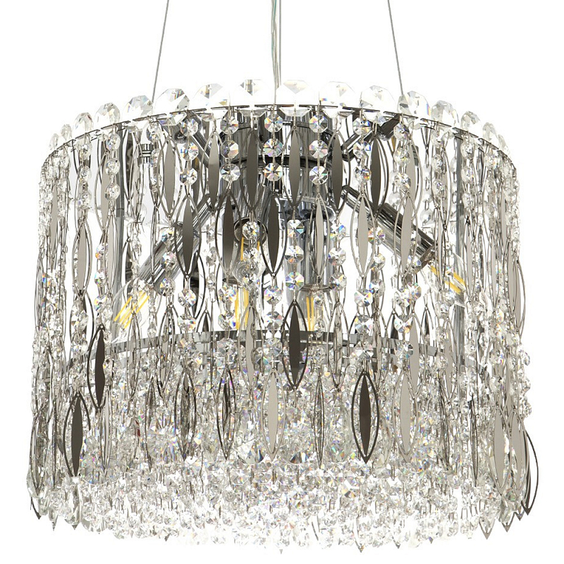 Круглая люстра с металлическими и хрустальными подвесками Bonnay Crystal Chrome Chandelier Прозрачное Стекло Хром Круглая люстра с металлическими и хрустальными подвесками Bonnay Crystal Chrome Chandelier Прозрачное Стекло Хром в Орле | Loft Concept