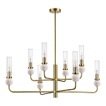 Люстра с 8-ю плафонами в форме стеклянных трубок и мраморных декоративных элементов Montreal варинант исполнения - 8 | Loft Concept в Орле