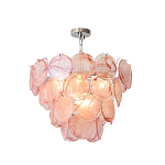 Люстра с каскадом из круглых розовых стеклянных дисков Pink Light Waterfall варинант исполнения - 3 | Loft Concept в Орле