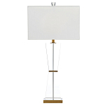 Настольная лампа с прозрачным корпусом и прямоугольным тканевым абажуром Charm and Luxury варинант исполнения - 4 | Loft Concept в Орле