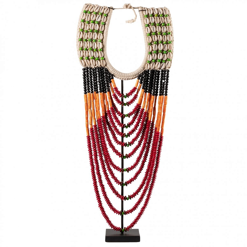 Африканское Ожерелье на подставке NECKLACE BLACK ORANGE RED ON STAND Черный Красный Африканское Ожерелье на подставке NECKLACE BLACK ORANGE RED ON STAND Черный Красный в Орле | Loft Concept