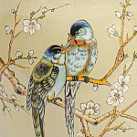 Настольная лампа бежевая с изображением птиц Slip Away варинант исполнения - 6 | Loft Concept в Орле