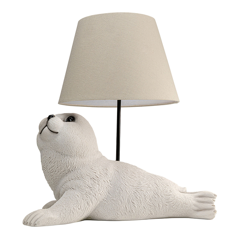 Настольная лампа в детскую Белый морской котик Бежевый Молочный в Орле | Loft Concept 